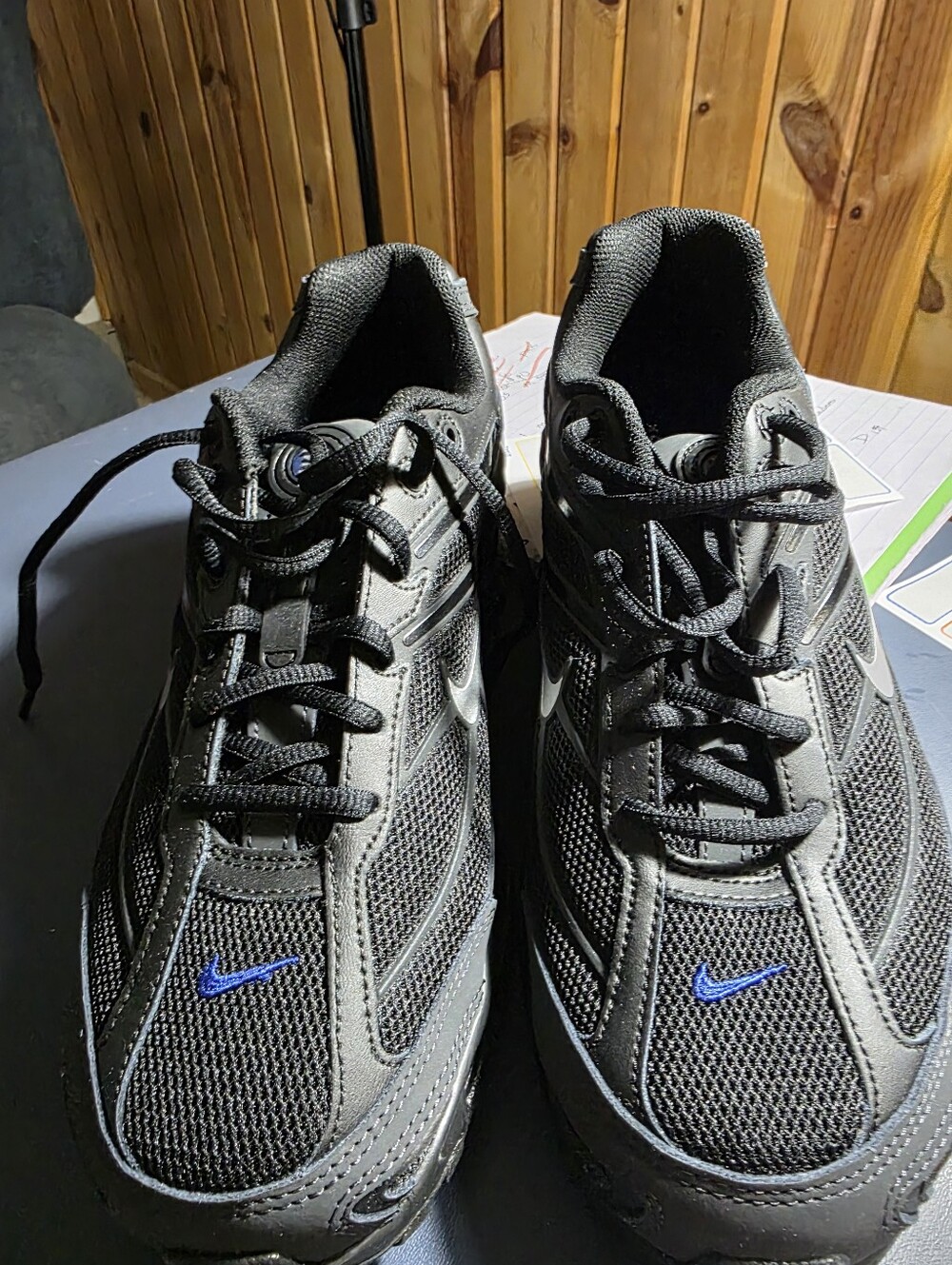 Nike Shox Ride 2 Black & Gray Mesh Sneakers with Blue Swoosh Size 8.5m